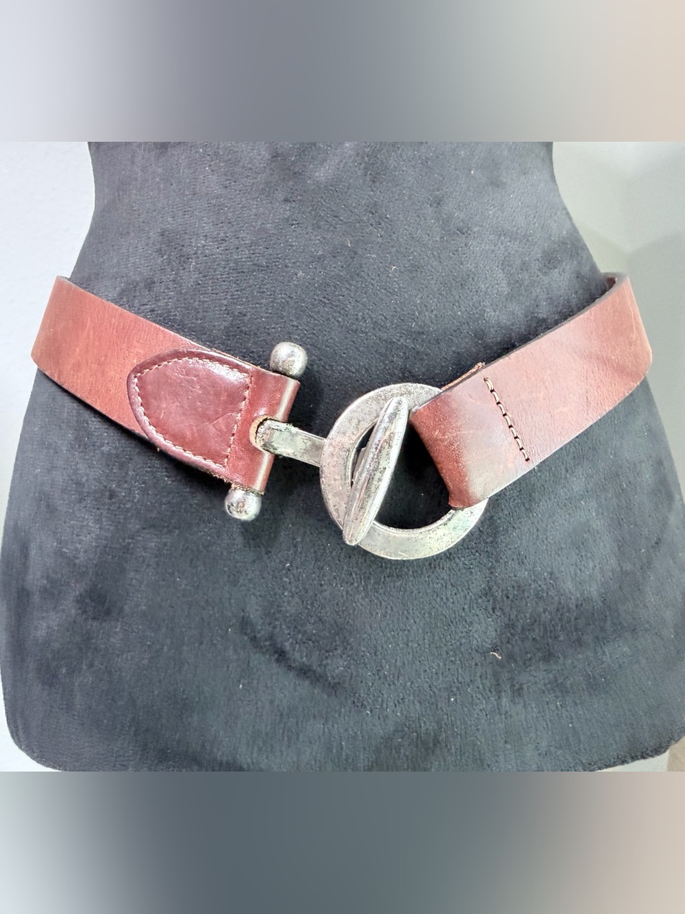 The Limited Brown Leather Belt with Silver-Tone Toggle Buckle
